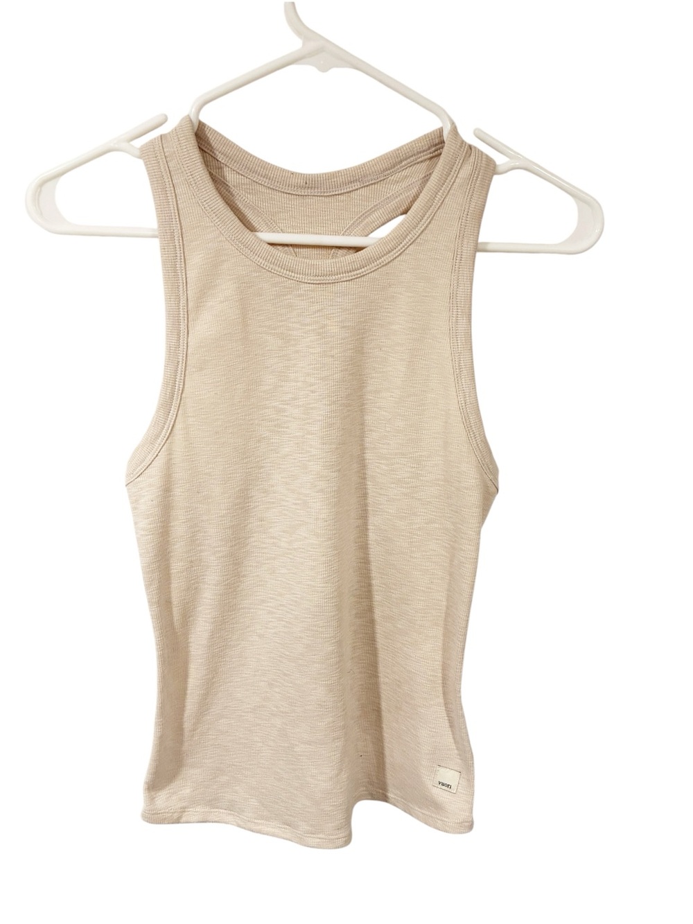 Vuori Women's Sunrise High Neck Tank Oatmeal Tan Size XS